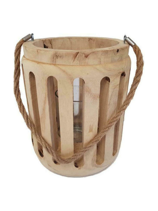 Mica Lantern Wooden Tabletop Beige 27x27εκ. 1pcs