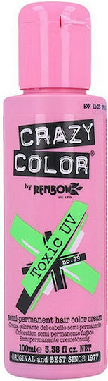 Crazy Color Semi-Permanent Προσωρινή Βαφή Μαλλιών 79 Toxic Neon 100ml