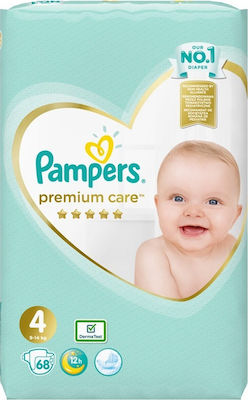 Pampers Premium Care Πάνες με Αυτοκόλλητο No. 4 για 9-14kg 68τμχ