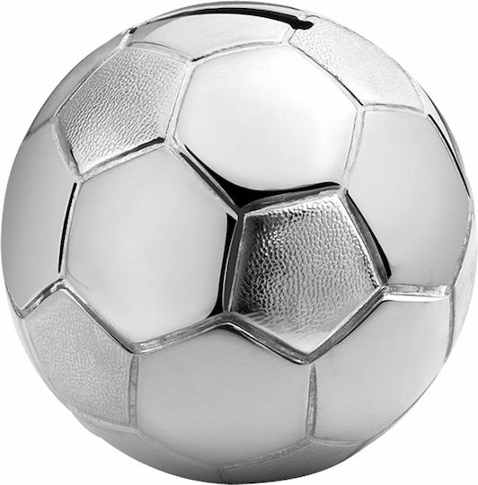 Football Spardose Metallisch Silber 8.5x8.5x7.8cm