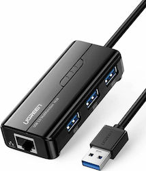 Ugreen USB 3.0 Hub 3 Θυρών με σύνδεση USB-A / Ethernet