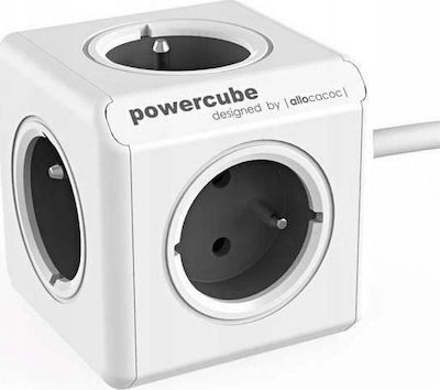 Allocacoc Extended 5-Outlet PowerCube 1.5m Gray Γαλλικού Τύπου