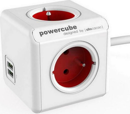 Allocacoc Extended PowerCube 4 Θέσεων με 2 USB-A και Καλώδιο 1.5m
