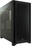 Corsair 4000D Airflow Гейминг Midi Tower Компютърна кутия със странично прозорче Черно