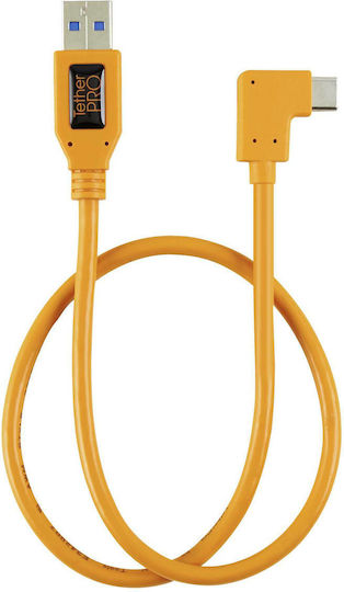 Tether Tools Ъгъл (90°) / Редовен USB 3.0 Кабел USB-C Мъжки - USB-A Оранжев 0.5м TET-CUCRT02-ORG