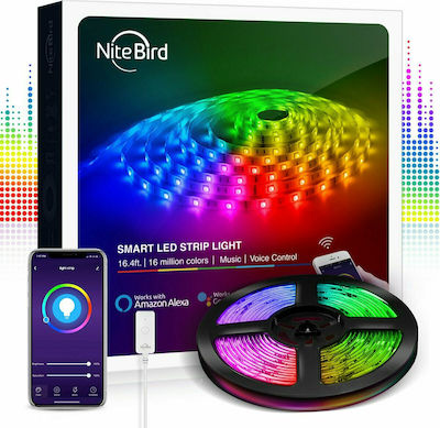 Gosund NiteBird SL2 Bandă LED Alimentare 12V RGB Lungime 5m și 30 LED-uri pe Metru cu Alimentare SMD5050