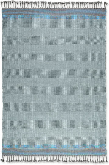 Tapicap Keren Handmade Rug Outdoor Rectangular Wool with Fringes Ciel-Blue