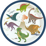 Amscan Plate Happy Dinosaur Χάρτινα Γλυκού 18cm M 8pcs