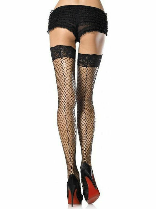 Leg Avenue Stay Up Spitze Oberschenkelhohe Sexy Strumpfhose Schwarz