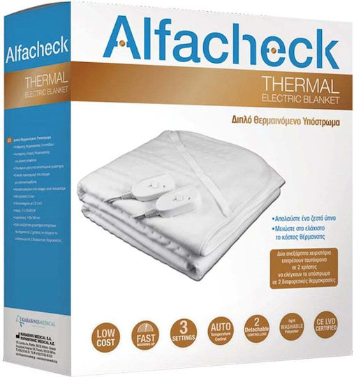 Alfacheck Thermal Double Electric Mattress Pad White 120W 140x160cm