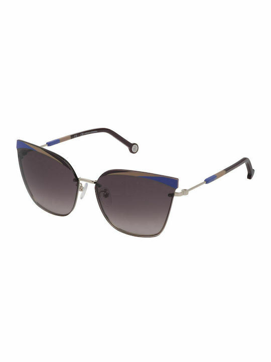 Carolina Herrera Women's Sunglasses with Multicolour Metal Frame and Gray Gradient Lens SHE147 0523