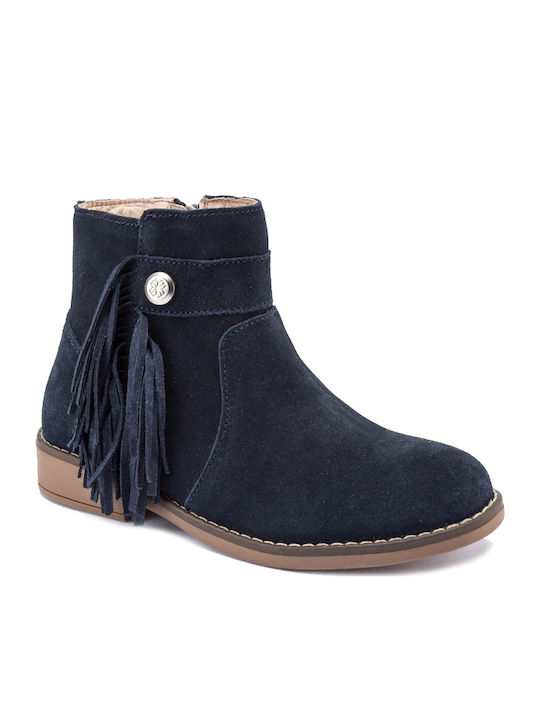 Mayoral Kids Leather Boots with Zipper Navy Blue