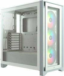Corsair iCUE 4000X RGB Gaming Midi Tower Computer Case with Window Panel White