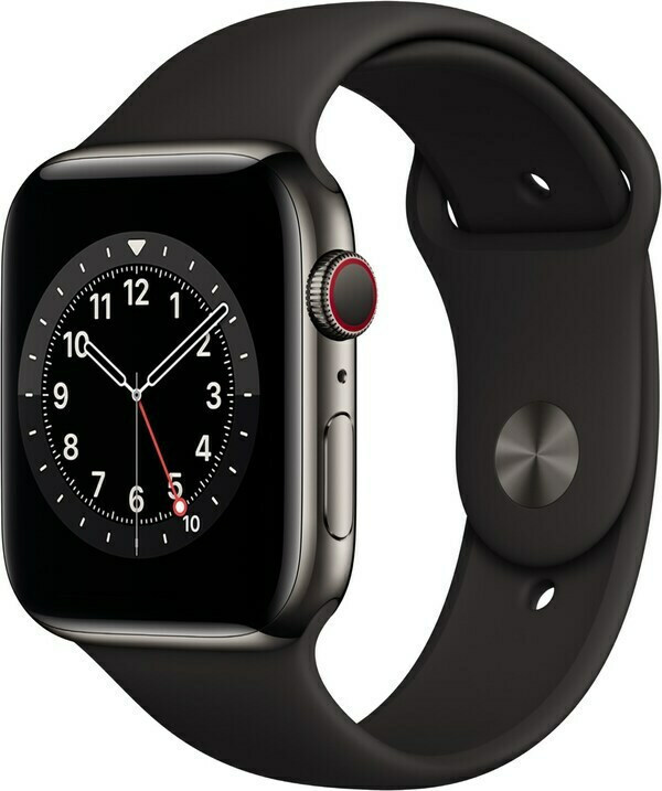 Apple Watch Series 6 Cellular Stainless Steel 44mm eSIM Silver with Black Sport Band Skroutz.gr