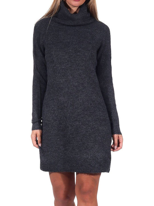 Mini Dress Turtleneck Dark Grey