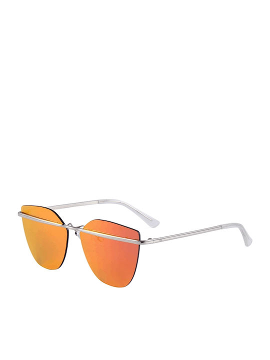 Martinez De La Cruz Women's Sunglasses with Silver Metal Frame and Orange Polarized Lens