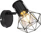 Globo Lighting Priska Μοντέρνο Φωτιστικό Τοίχου με Ντουί E27 και Διακόπτη Μαύρο