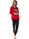 Minerva Winter Women's Pyjama Set Cotton Red Doggy