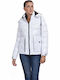 Biston Women's Short Puffer Jacket for Winter with Detachable Hood White