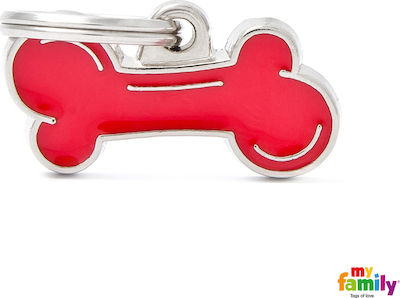 My Family Classic Dog ID Tag Bone Small Bone Red