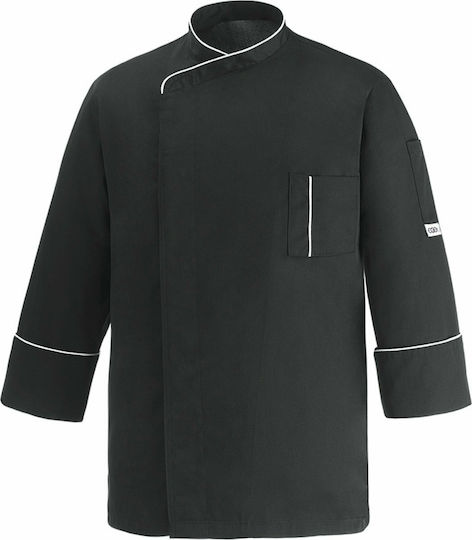 Egochef Mantel Koch 100% Mikrofaser Unisex Schwarz mit Langärmelig