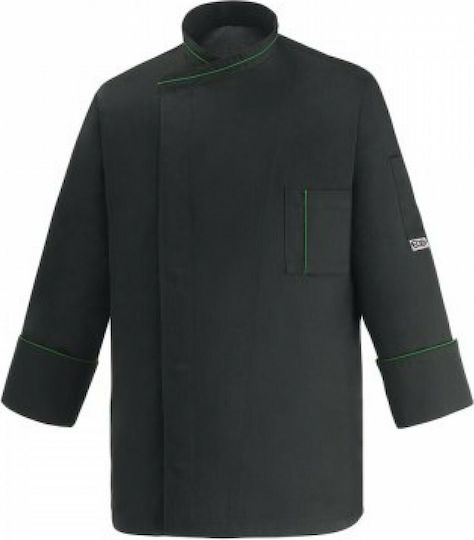 Egochef Coat Chef 100% Microfiber Unisex Black with Long Sleeve