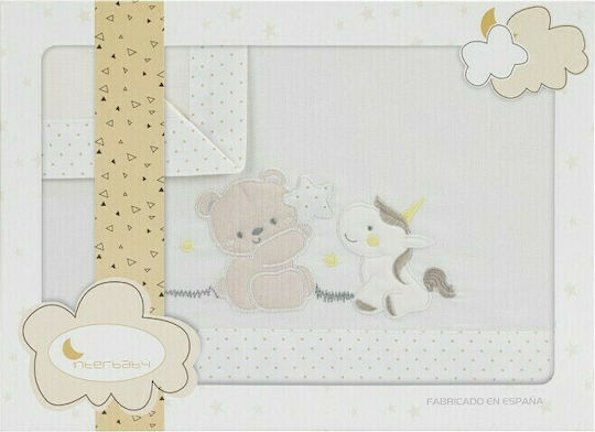 Interbaby Unicornio Baby Sheets Set Crib Cotton Fitted Beige 70x140cm 3pcs