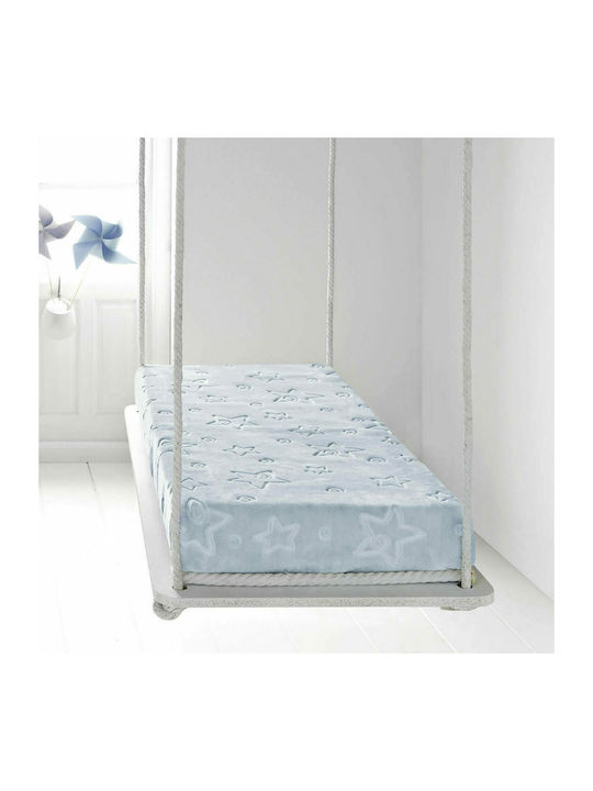 Piel SA Decke Kinderbett 6627 Star Samt Hellblau 110x140cm