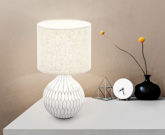 Eglo Bellariva Ceramic Table Lamp for Socket E27 with White Shade and Base