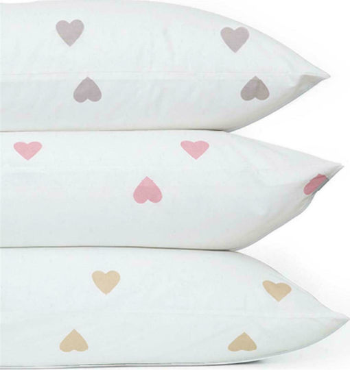 Borea Mix & Match Hearts Σετ Μαξιλαροθήκες Γκρί 50x70εκ.