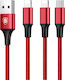Baseus Rapid 2-in-1 Braided USB to 2x Lightning / micro USB Cable 3A Κόκκινο 1.2m (CAMLL-SU09)