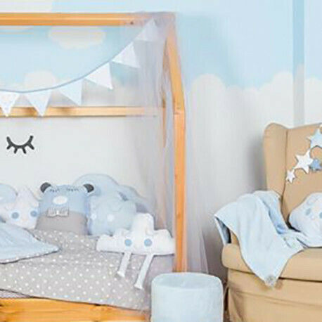 Baby Star Crib Mosquito Net Light Blue