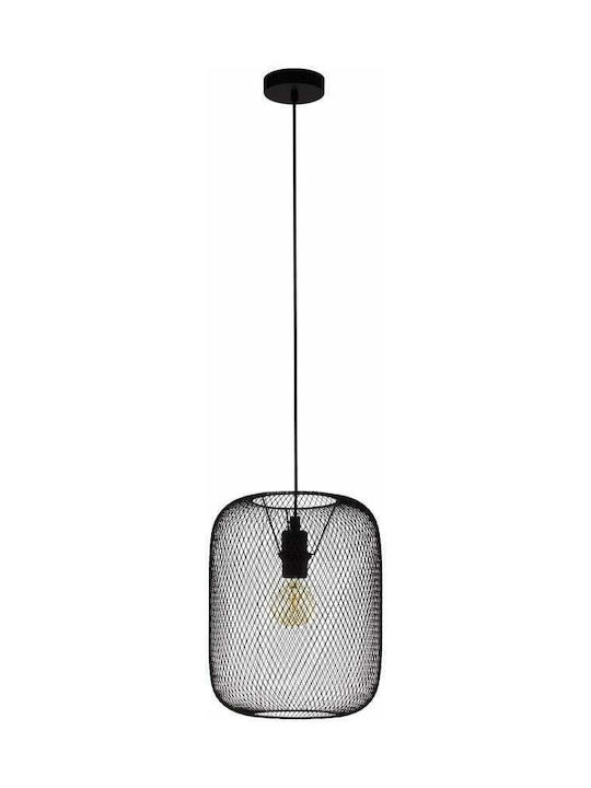 Eglo Wrington Pendant Light Single-Light Grid for Socket E27 Black