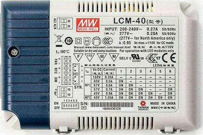 LCM-40 Dimmable Τροφοδοτικό LED IP20 Ισχύος 40W Mean Well