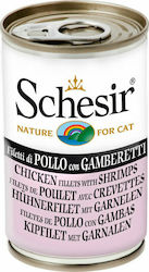 Schesir Nature for Cat Nasses Katzenfutter für Katze in Dose mit Shrimps und Huhn 6x140gr 55061233