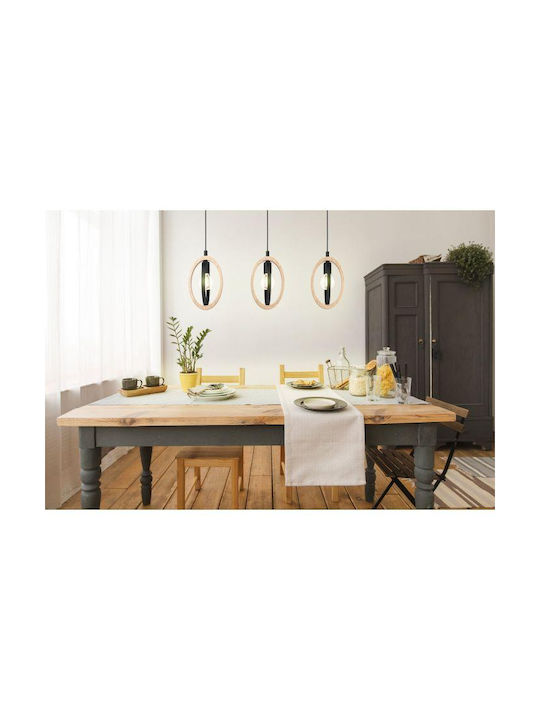 Eglo Basildon Pendant Light Black Rail with Socket E27 78x110x110cm