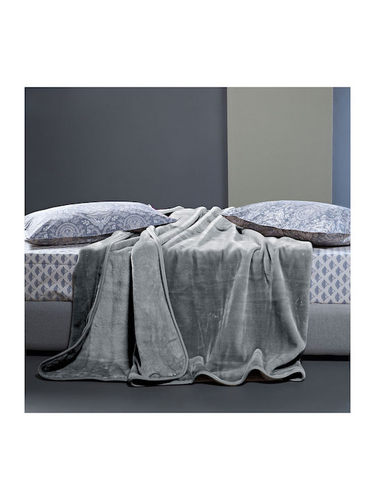 Kentia Notte Velvet Blanket Single 160x240cm Light Gray