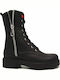 New Matic 1013D Women's Leather Combat Boots Black