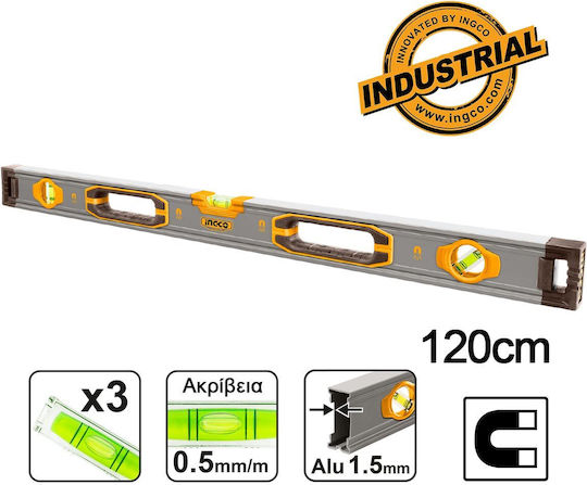 Ingco HSL38120M Нивелир Алуминиев Магнитен 120бр с 3 Очи