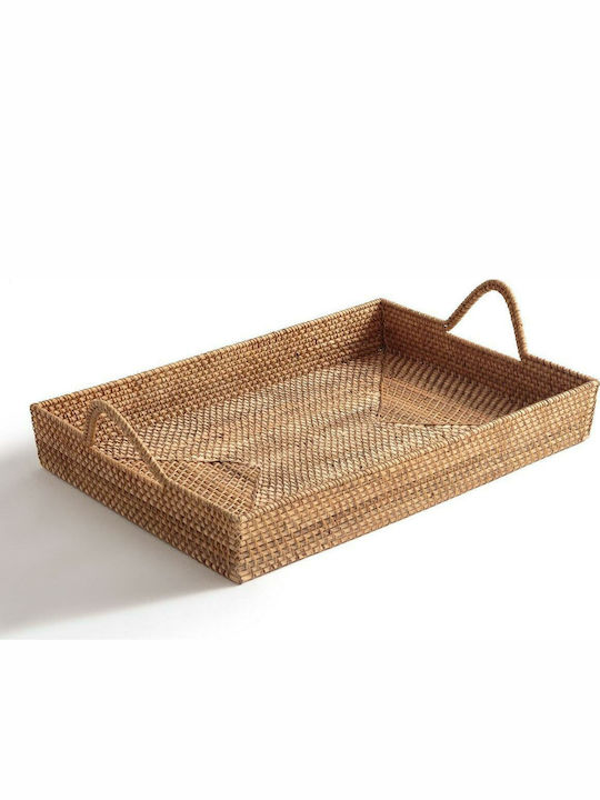 Διακοσμητικός Δίσκος Rattan Vesperie Τετράγωνος 58x58x4.5cm