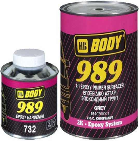 HB Body 989 4:1 Epoxy Primer Εποξικό Αστάρι Δύο Συστατικών με Αντισκωριακές Ιδιότητες Γκρι Suitable for Metal / Non-Ferrous Metals 1lt
