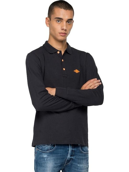 Replay Men's Long Sleeve Blouse Polo Gray