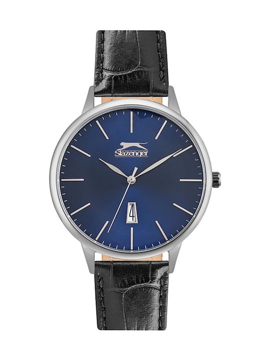 Slazenger Battery Watch with Leather Strap Black Slazenger Battery Watch with Leather Strap Black