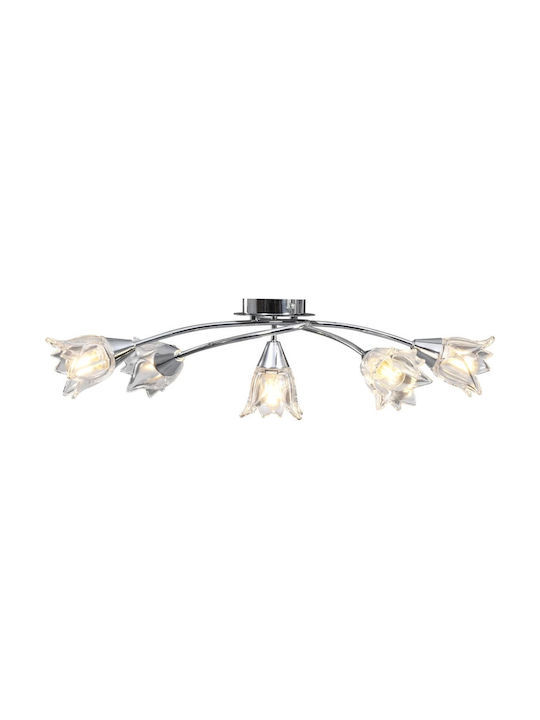 vidaXL Modern Glass Ceiling Mount Light with Socket E14 in Silver color