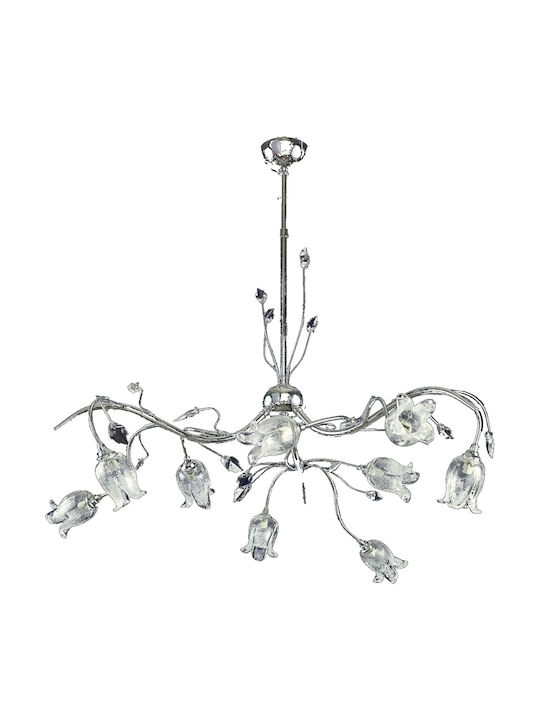 Inlight Pendant Chandelier with Crystals 9xG9 Silver