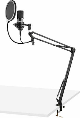 Vonyx Condenser USB Microphone CMS300 Shock Mounted/Clip On for Voice