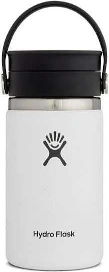 Hydro Flask Wide Mouth Μπουκάλι Θερμός Ανοξείδωτο BPA Free 355ml White με Θηλιά