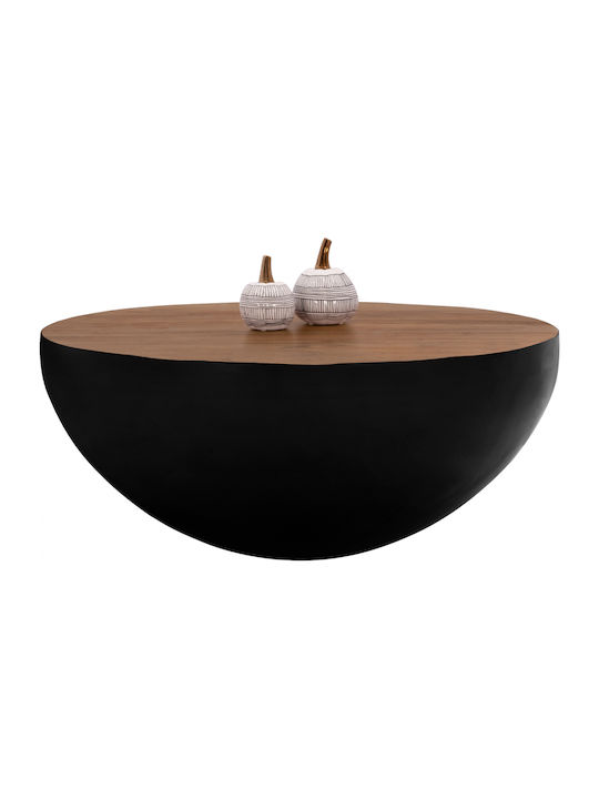Bowl Round Solid Wood Coffee Table Walnut L90xW90xH40cm HM8717.01