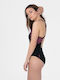 Boomstar Splice Flyback Athletic One-Piece Swimsuit Black
