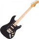 Vintage V6H ReIssued Electric Guitar Stratocaster with SSS Pickup Configuration Boulevard Black